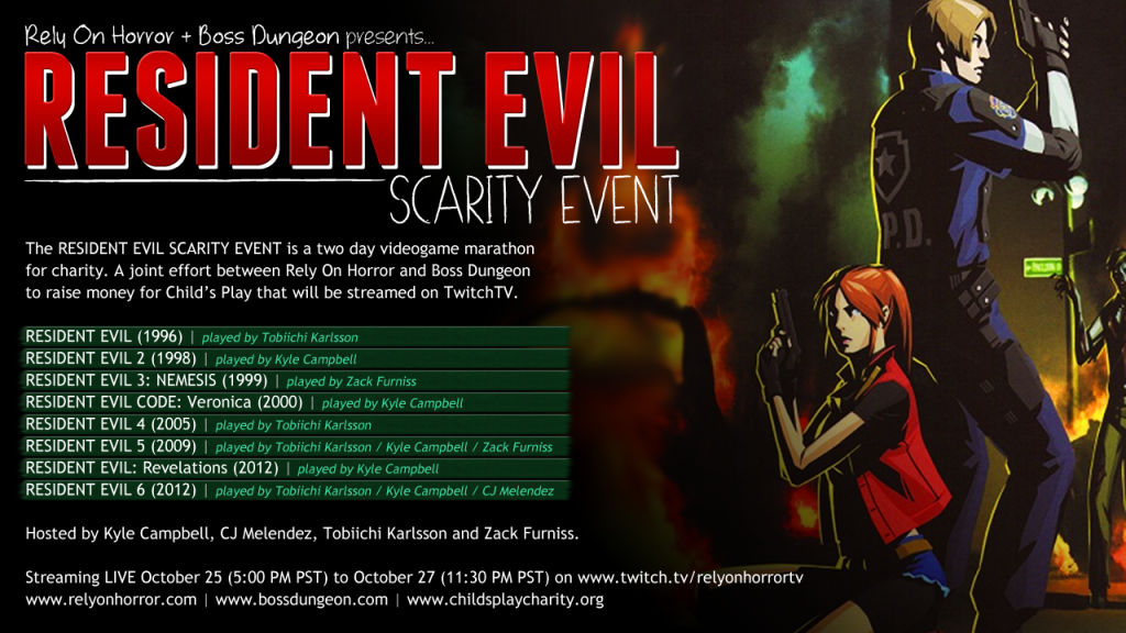 Rely On Horror & Boss Dungeon present ‘Scarity’: a 48+ hour charity Resident Evil livestream event
