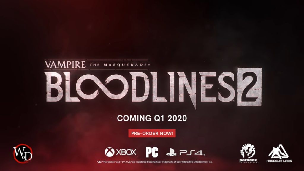 Vampire: The Masquerade Bloodlines 2 Announced, Due in Q1 2020