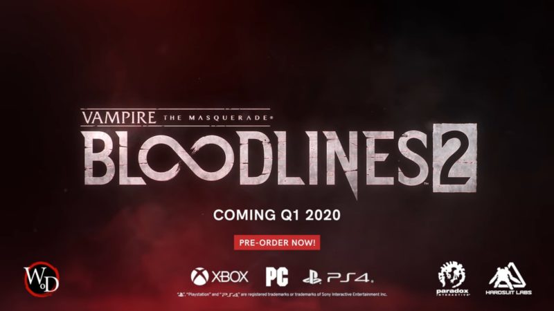Vampire: The Masquerade - Bloodlines 2 announced, coming in 2020