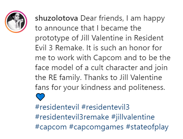 Conheça Sasha Zotova, a nova Jill de Resident Evil 3
