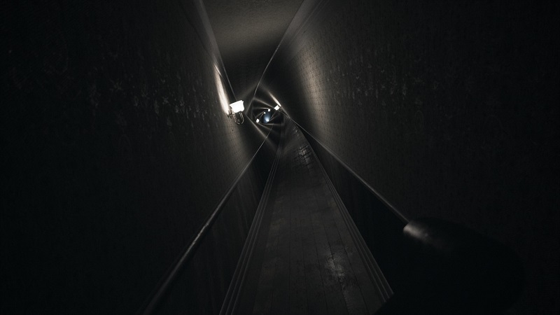 Screenshot of Visage which shows a twisted corridor stretching on.