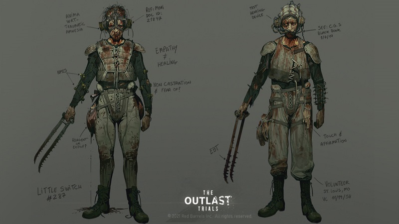 Concept art showing one of the enemies in Outlast Trials.