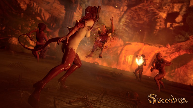 Screenshot from Succubus showing demons fighting in hell.