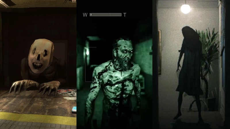 Composite image of Lost in Vivo, Outlast, and Visage.