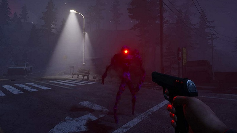 Screenshot from In Sound Mind showing the player about to shoot a monster.