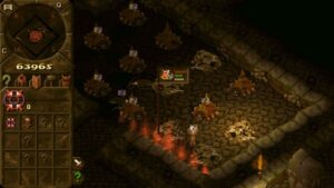 Image from Dungeon Keeper showing an isometric dungeon.