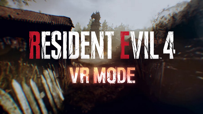 Logo for Resident Evil 4 remake with the words "VR Mode" underneath.