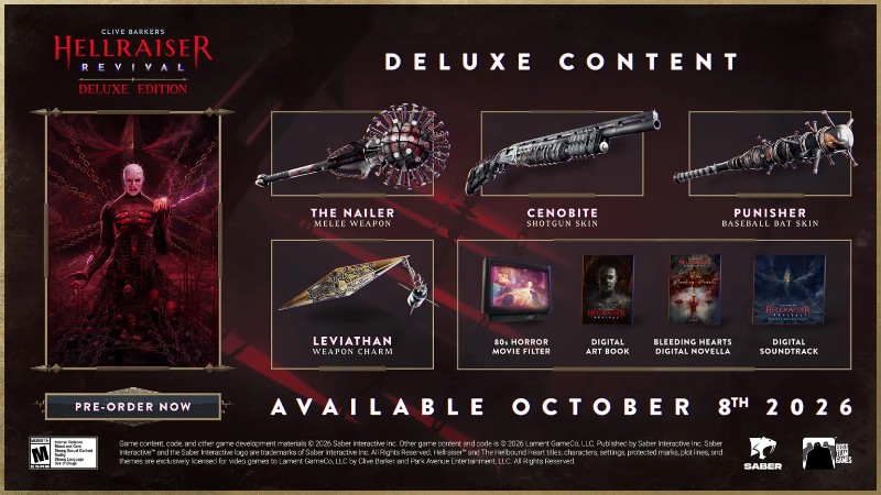 Clive Barker’s Hellraiser: Revival - The deluxe content, which includes a Cenobite shotgun skin and digital soundtrack.
