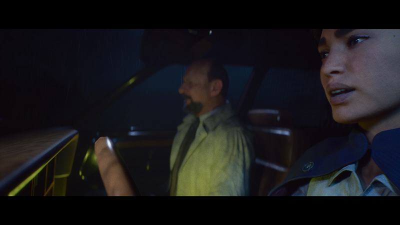 Halloween: a young person drives a car as an older gentleman in a white coat sits in the passenger seat.