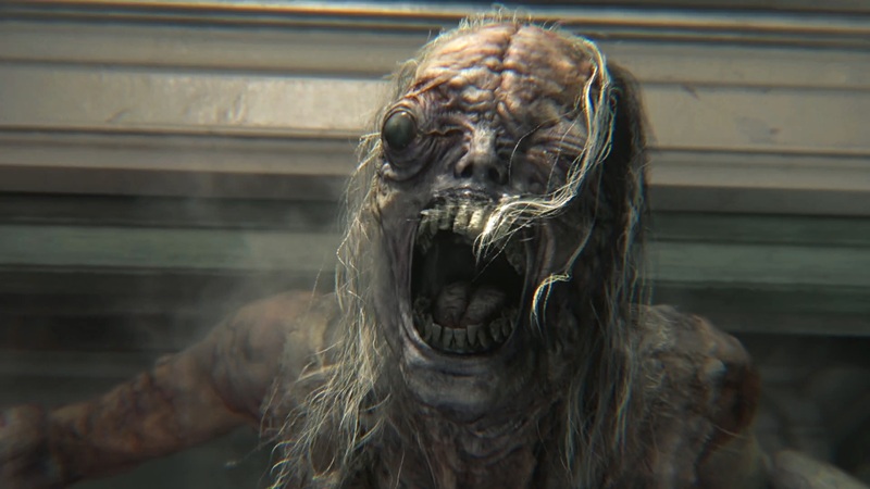 Resident Evil Requiem: a ghoulish monster roars towards the camera while in pain.